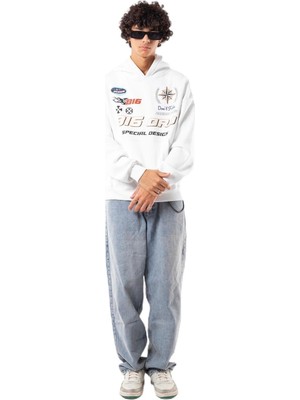 Aesco Tarzsokak 816 Racing Baskılı Oversize Unisex Beyaz, BEYAZ-370, Xl