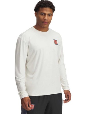 Aesco Under Armour Ua Run 96 Longsleeve Erkek Sweatshirt, Beyaz, M