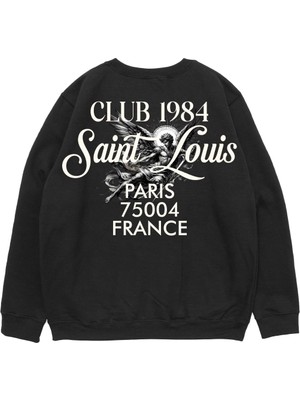 Aesco Tarzsokak Saint Louis Baskılı Siyah Oversize Unisex, SIYAH-174, Xl