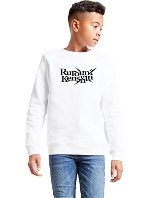 Aesco Tshirthane Rurouni Kenshin Letter Logo Beyaz Çocuk 2ip Sweatshirt P22689S5923, 11-12 Yaş