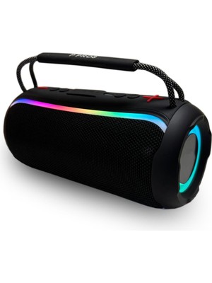 Die Grup Coverzone Rgb Işıklı Kablosuz Speaker Bluetooth Hoparlör Taşıma Ipli Type-C Şarj Girişli Kampta Tatilde Taşınabilir Hoparlör Ofis ve Ev Için USB ve Tf Kart Girişli Kablosuz Hoparlör (Pro 8)
