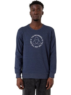 Aesco Tshirthane Dark The Beginning Indigo Erkek 2ip Sweatshirt P24101S4784, Xl