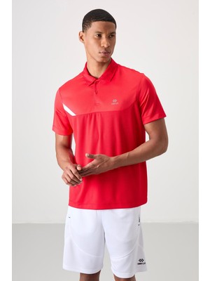 Aesco Kırmızı Nefes Alan Dokulu Ince Esnek Standart Fit Polo Yaka Erkek Performans T-Shirt - 88402