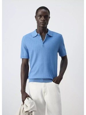 Mango Ince Çizgi Dokumalı Polo