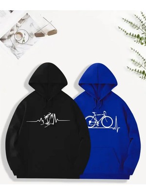 Aesco Tarzsokak Renkli Kapşonlu Sweatshirt Çift Sevgili Kombinleri Couple Clothing, RENKLI-K56, L