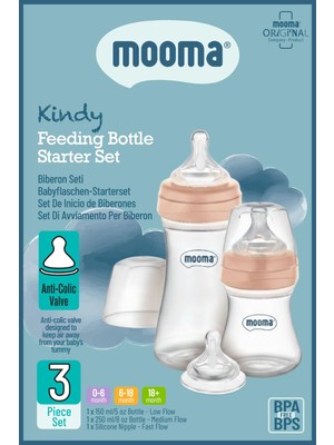 Die Grup Mooma Kindy Antikolik 150 Ml, 250 ml Pp Biberon Başlangıç Seti, Rose Gold