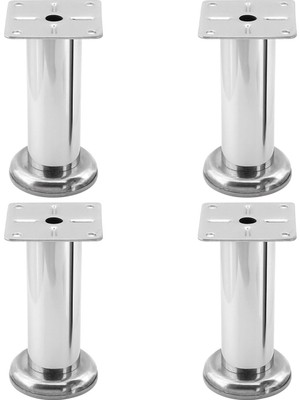 Aesco Tablalı Krom 4 Adet Metal 12 cm Gümüş Mobilya Ayağı Koltuk Kanepe Dayanıklı Tv Ünite Ayağı Ayakları