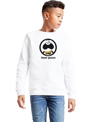 Aesco Tshirthane Kung Fu Panda Inner Peace Beyaz Çocuk 2ip Sweatshirt P21810S7283, 11-12 Yaş