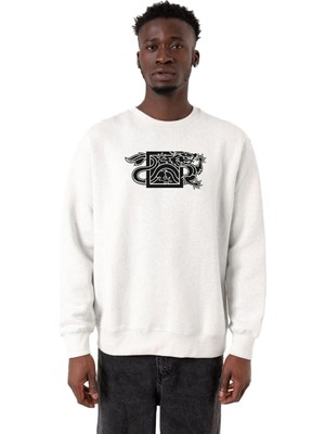 Aesco Tshirthane The Wheel Of Time Dragon Minimal Beyaz Erkek 2ip Sweatshirt P23397S359, L