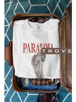 Aesco Tarzsokak Unısex Kadın Erkek Paranoıa Mitoloji Heykel Standart Comfort Uzun KOLLU%100 Pamuk Sweatshirt Beyaz, Beyaz, Xl