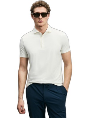 Aesco Lufian Erkek Spencer Hi- Tech Performance Dikişsiz Polo T-Shirt 111040240 Beyaz
