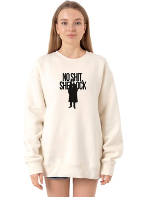 Aesco Tshirthane Sherlock No Shit Sherlock Ekru Kadın 2ip Sweatshirt P22933S4497, Xs