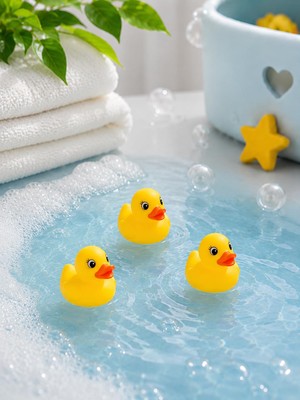 Die Grup Arvale 3'lü Suda Yüzen Ses Çıkaran Vinil Minik Sarı Ördek Banyo Oyuncağı Bebek Çocuk Banyo ve Havuz Oyuncak