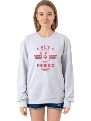 Aesco Tshirthane Top Gun Maverick Fly Like A Phoenix Grimelanj Kadın 2ip Sweatshirt P19955S8282, Xl