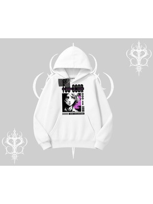 Aesco Tarzsokak Kapşonlu Sweatshirt Too Good Anime Girl Grafik Baskılı, Beyaz, S