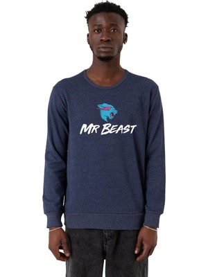 Aesco Tshirthane Mr Beast Indigo Erkek 2ip Sweatshirt P22843S337, M