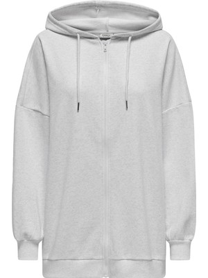 Aesco Only, Kadın, Onldaze L/s Oversıze Zıp Hood Swt, Sweatshirt, Light Grey Melange, M