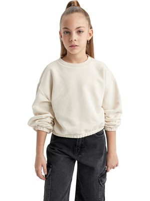 Aesco Defacto Kız Çocuk Regular Fit Bisiklet Yaka Sweatshirt