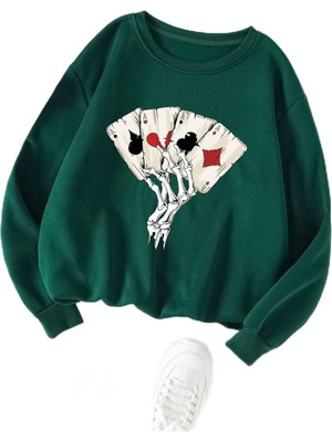 Aesco Tarzsokak As Renkli Oversize Bisiklet Yaka Pamuklu Sweatshirt Haki, Haki, L/xl