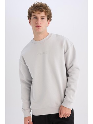 Aesco Defacto Boxy Fit Bisiklet Yaka Baskılı Sweatshirt X8282AZ24AU