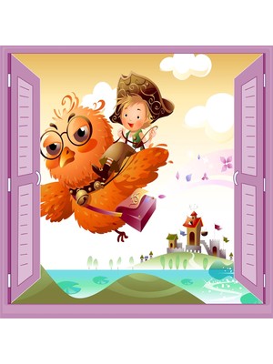 Die Grup Çocuk Odası Bebek Odası Pencere Poster Duvar Kağıdı Kuş