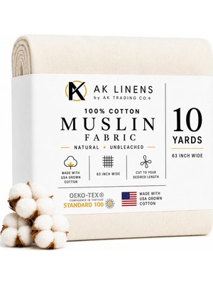 Die Grup Ak Tradıng Co. Muslin Kumaş/kumaş Ağartılmamış - D Kumaş - Doğal 9,5 Metre Orta Ağırlık -%100 Pamuk (160 cm Genişliğinde), Doğal Ağartılmamış