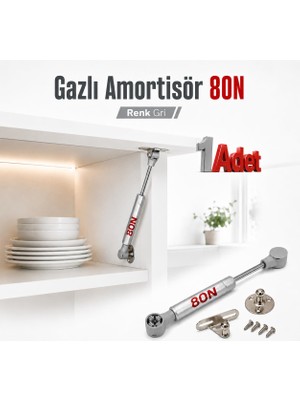 Aesco Dolap Kapak Amortisörü 80N Gri 20 cm Gazlı Piston Kapak Hidroliği Mutfak Dolabı Pistonu 1 Adet