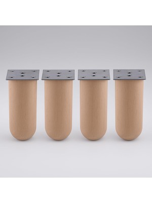 Aesco Bohem 4 Adet Doğal Ahşap Silindir Ayak 18 cm Set Mobilya Koltuk Kanepe Sehpa Masa Ayağı Ayakları