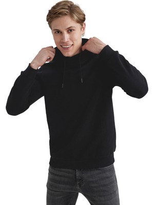 Aesco Defacto Regular Fit Şal Yaka Kalın Sweatshirt Siyah Xs