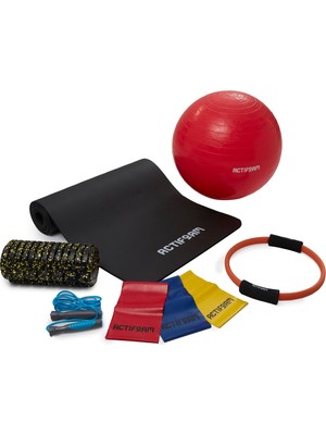 Aesco Actifoam Premium Tam Pilates Seti (Kırmızı, 55 cm Top)