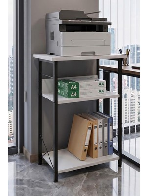Die Grup Yazıcı Sehpası 3 Katlı Çok Amaçlı Raf Metal Ayaklı Printer Stand Ofis Ev Düzenleyici Beyaz