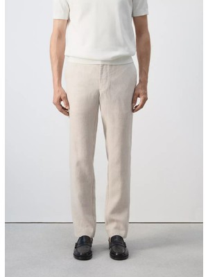 Mango Slim Fit %100 Keten Pantolon