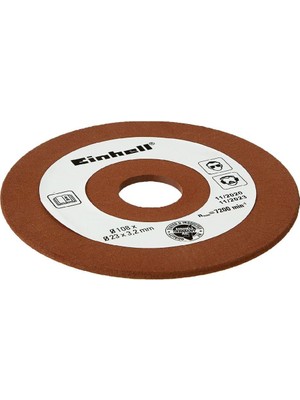 Aesco Orijinal Einhell Zincir Bileme Taşı Ø 108 mm (Zincir Testere Bileme Cihazı Aksesuarı, Kalınlık 3,2 Mm, 23 mm Mil Bağlantısı, P100 Grit, Einhell Zincir Bileme Cihazları Için Uygun) - 4500076