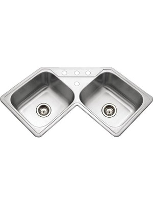 Aesco Houzer LCR-3221-1 Mutfak Lavabosu, 31-7/8 Inç G x 31-7/8 Inç D x 8 Inç Y, Paslanmaz Çelik