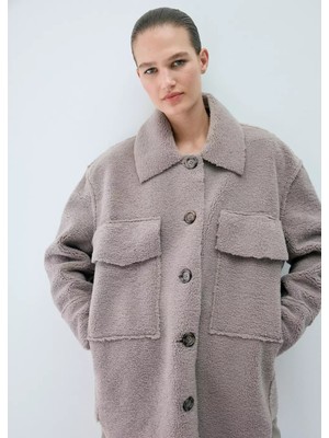 Mango Oversize Kürklü Sabahlık