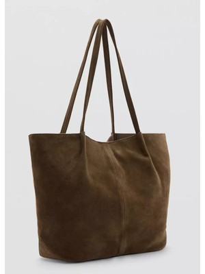 Mango Süet Deri Shopper Çanta