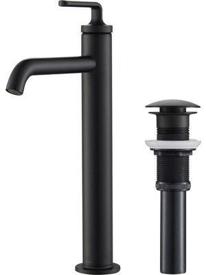 Aesco Kraus Novis Tek Saplı Lavabo Banyo Musluğu Açılır Tahliye ile Mat Siyah KVF-1220MB