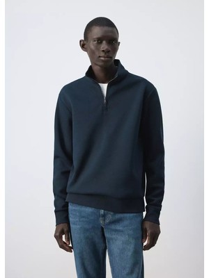 Mango Fermuarlı Pamuk Karışımlı Sweatshirt