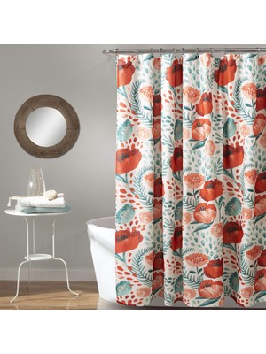 Die Grup Lush Decor, Multi Poppy Garden Duş Perdesi, 183 cm x 183 Cm, 183 cm x 72 cm