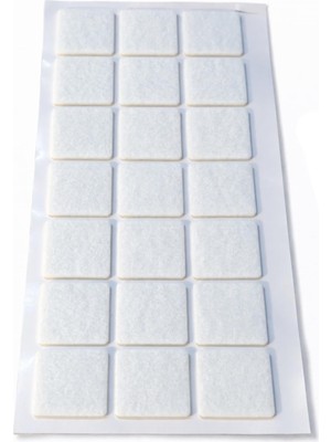 Aesco Yapışkanlı Keçe Ped, 30MM x 30MM, 21 Parça, Kare, Beyaz, Sandalye Koltuk Ayağı Için, Parke Zemin Koruma, Çizilme ve Gürültü Önleyici