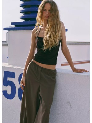 Mango Devore Çift Katlı Halter Yaka Bluz