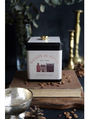 Die Grup EVLE-ER023-7F Azura Coffee Desenli Kare Metal Saklama Kabı 12X12 cm (Azura Coffee)