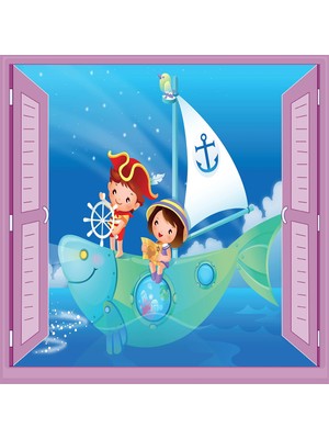 Die Grup Çocuk Odası Bebek Odası Pencere Poster Duvar Kağıdı Kaptan