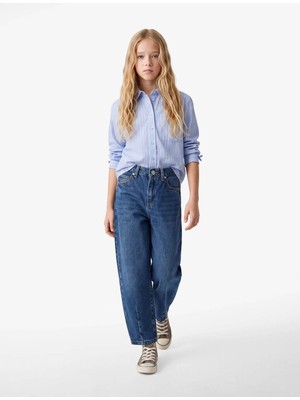 Koton  Loose Fit Indigo Kız Çocuk Jean Pantolon 7WKG40025AD