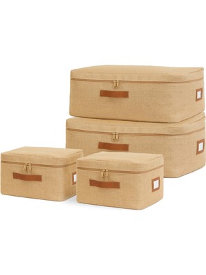 Die Grup Ocean Home Textile 4'lü Jüt Hurç Set 2 Adet 30 x 22 x 18/2 Adet 52 x 28 x 21 cm