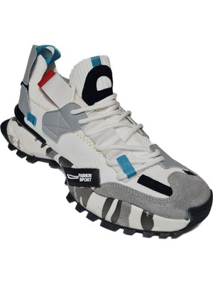 Aesco Scootland Bağlı Lastikli Triko Fashion Sport Erkek Spor Ayakkabı 19279, Beyaz, 43