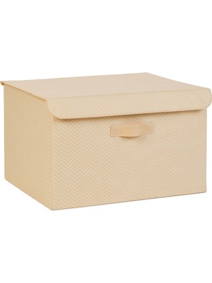 Die Grup Ocean Home Textile Bej Balıksırtı Kapaklı Kutu 48 x 40 x 30 cm
