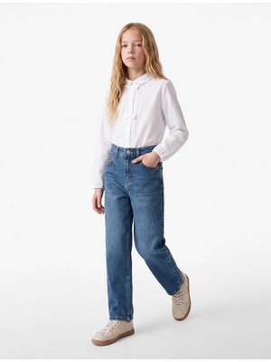 Koton  Mom Fit Indigo Kız Çocuk Jean Pantolon 7WKG40036AD
