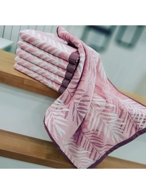 Die Grup Özdilek 6' Lı El Yüz Havlusu Yaprak Pembe 50X90 cm