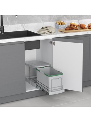 Die Grup Starax S-2573-G Teleskopik Raylı Plastik Gövde Çöp Kovası Gri 16 Lt Gri Tek Ebat Zsx S-2573-G